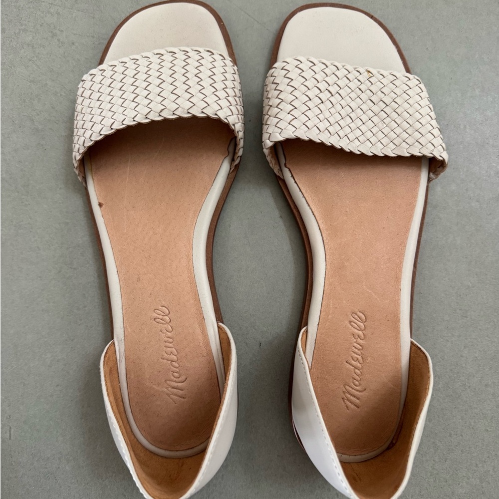 Madewell Cream Woven Slide Sandals